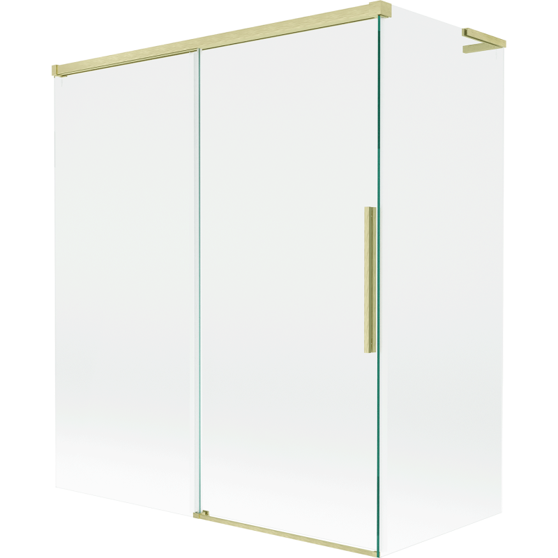 Mexen Rox L parawan nawannowy 2-skrzydłowy rozsuwany 140 + 70 x 150 cm, transparent, złoty szczotkowany - 8C9L-140-070-55-00