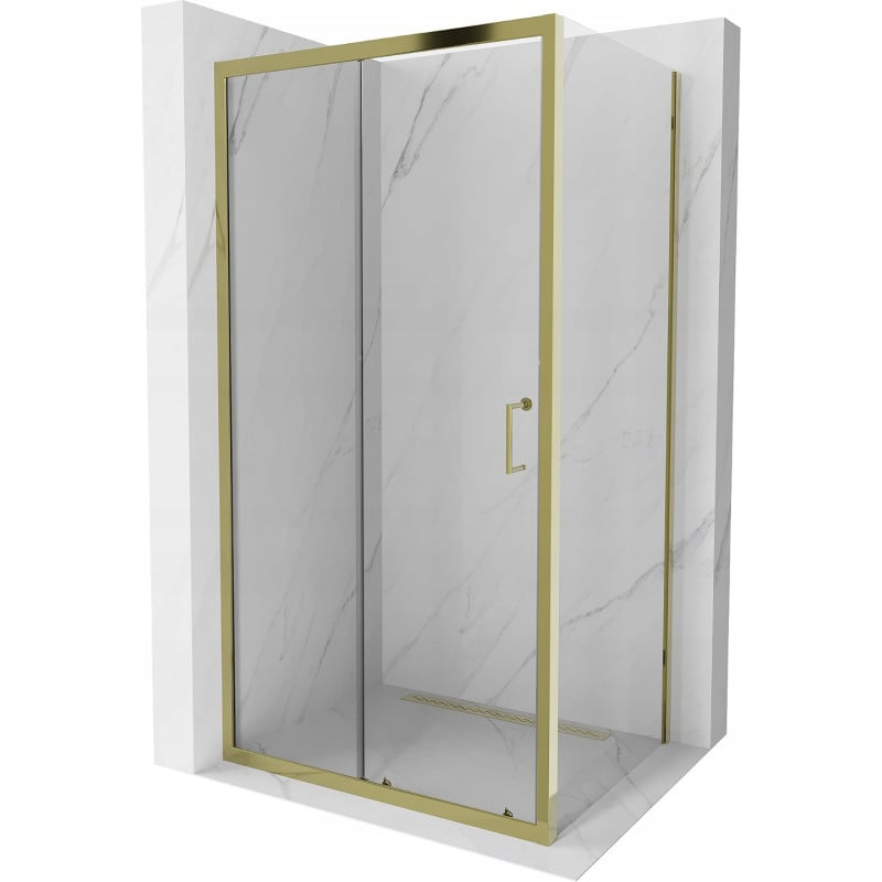 Mexen Apia cabine de douche coulissante 90 x 70 cm, transparent, or - 840-090-070-50-00