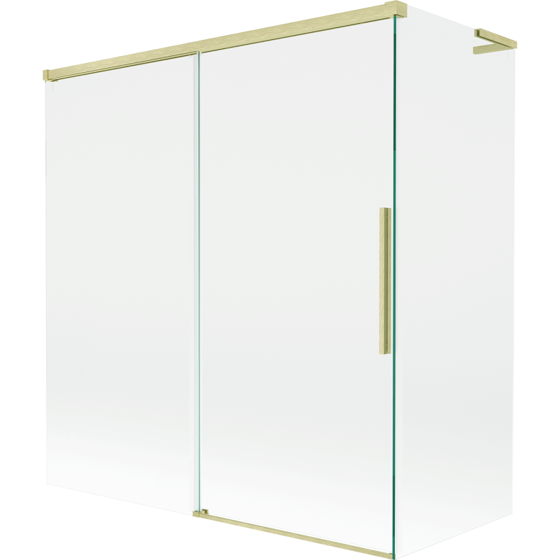 Mexen Rox L parawan nawannowy 2-skrzydłowy rozsuwany 150 + 70 x 150 cm, transparent, złoty szczotkowany - 8C9L-150-070-55-00