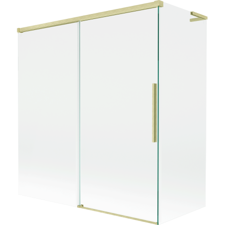 Mexen Rox L vannas sienas paravāns ar 2 bīdāmiem spārniem 150 + 70 x 150 cm, caurspīdīgs, zelta matēts