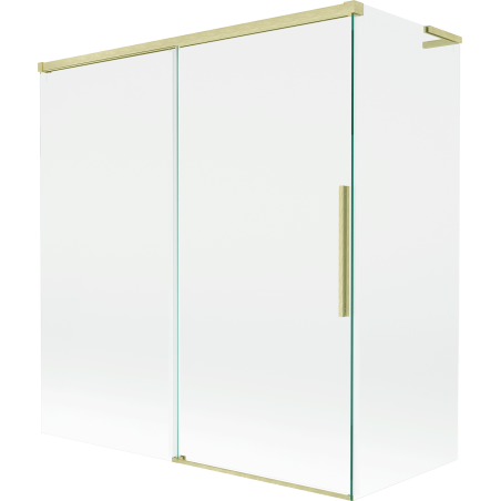 Mexen Rox L zweiflügelige verschiebbare Badewannenabtrennung 150 + 70 x 150 cm, transparent, gebürstet gold