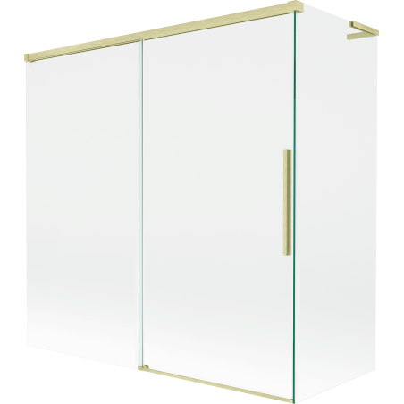 Mexen Rox L parawan nawannowy 2-skrzydłowy rozsuwany 160 + 70 x 150 cm, transparent, złoty szczotkowany - 8C9L-160-070-55-00