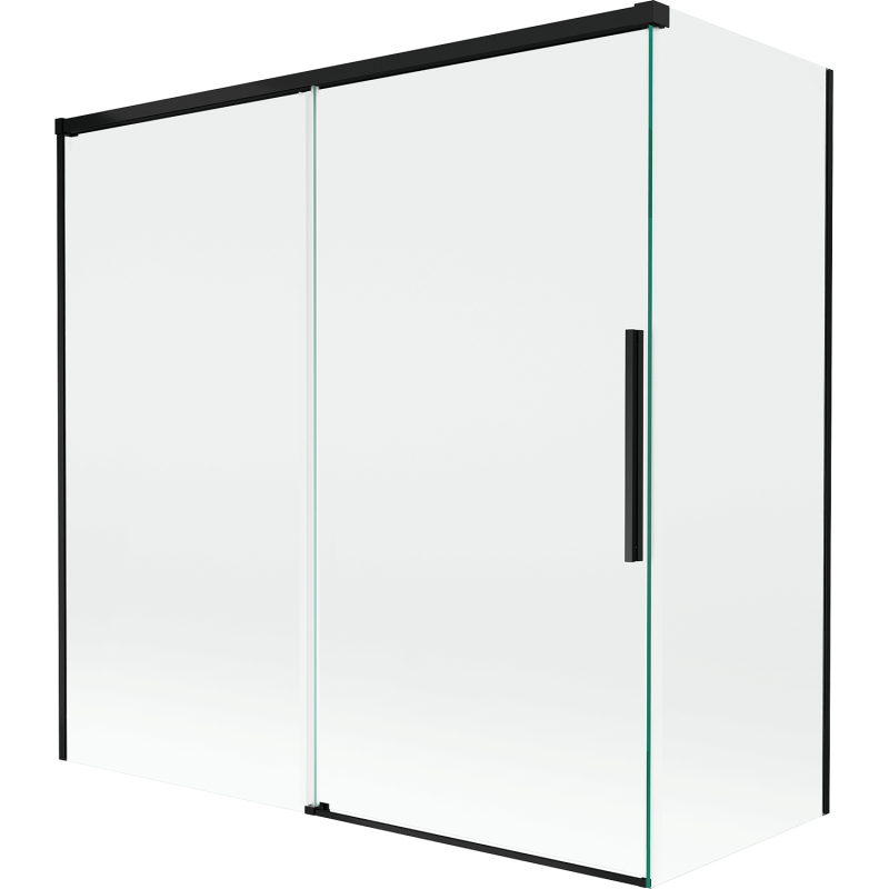 Mexen Rox parawan nawannowy 2-skrzydłowy rozsuwany 160 + 75 x 150 cm, transparent, czarny - 8C9-160-075-70-00