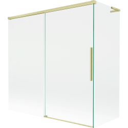 Mexen Rox L Badewannenabtrennung 2-flügelig, schiebbar 160 + 75 x 150 cm, transparent, gold gebürstet - 8C9L-160-075-55-00