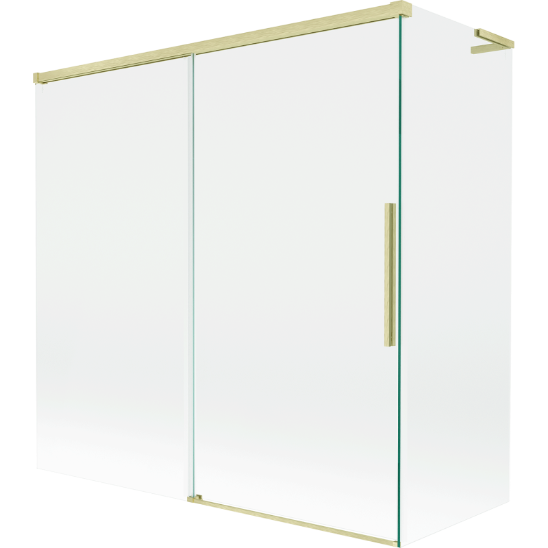Mexen Rox L parawan nawannowy 2-skrzydłowy rozsuwany 160 + 75 x 150 cm, transparent, złoty szczotkowany - 8C9L-160-075-55-00