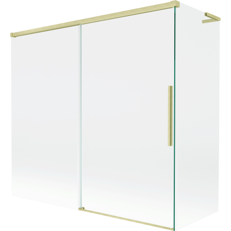 Mexen Rox L Duschabtrennung 2-flügelig verschiebbar 170 + 75 x 150 cm, transparent, gebürstetes Gold - 8C9L-170-075-55-00