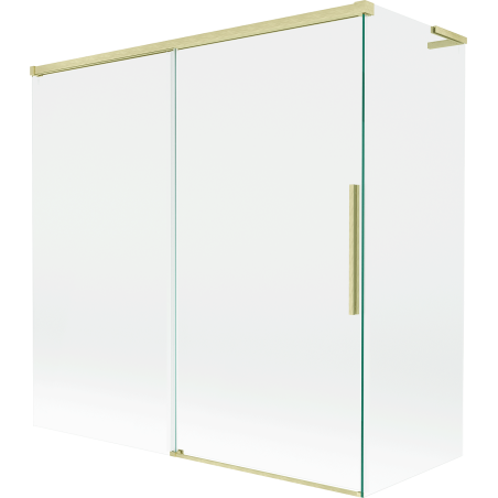 Mexen Rox L Two-panel Sliding Bath Screen 160 + 80 x 150 cm, Transparent, Brushed Gold - 8C9L-160-080-55-00