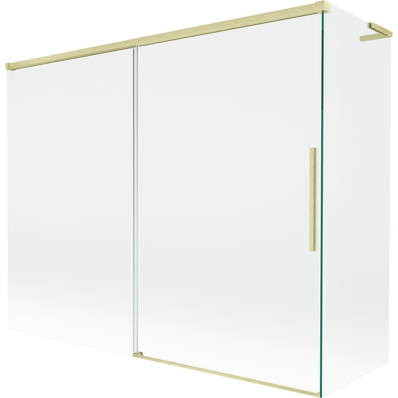 Mexen Rox L badwand 2-delig schuifbaar 190 + 80 x 150 cm, transparant, geborsteld goud - 8C9L-190-080-55-00