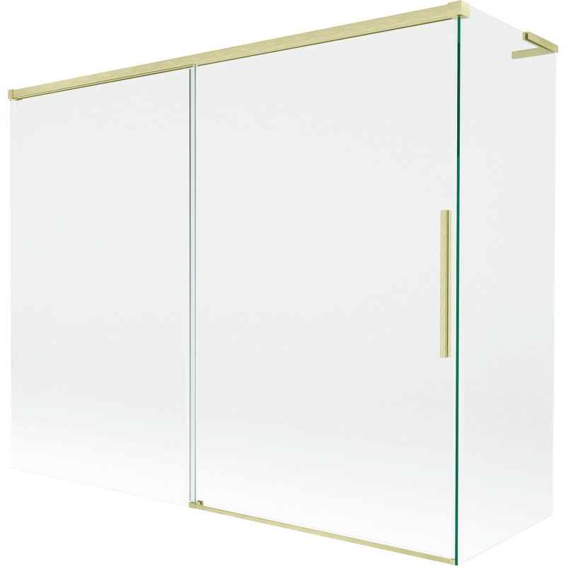 Mexen Rox L tweedelige uitschuifbare badwand 190 + 80 x 150 cm, transparant, goud geborsteld - 8C9L-190-080-55-00