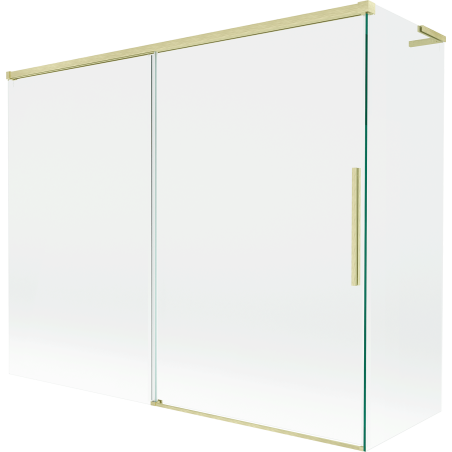 Mexen Rox L Badewannenfaltwand 2-flügelig verschiebbar 190 + 80 x 150 cm, transparent, gebürstet Gold - 8C9L-190-080-55-00