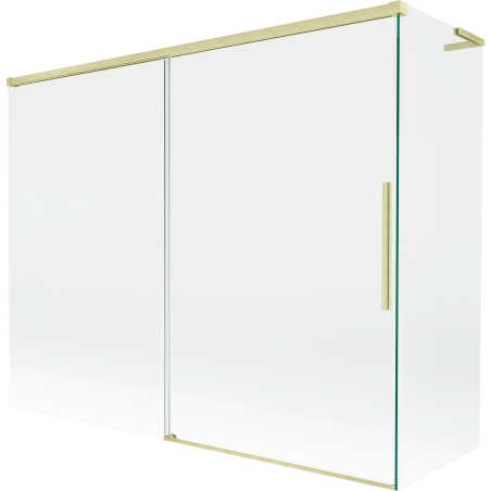Mexen Rox L badwand 2-delig schuifbaar 190 + 80 x 150 cm, transparant, goud geborsteld - 8C9L-190-080-55-00