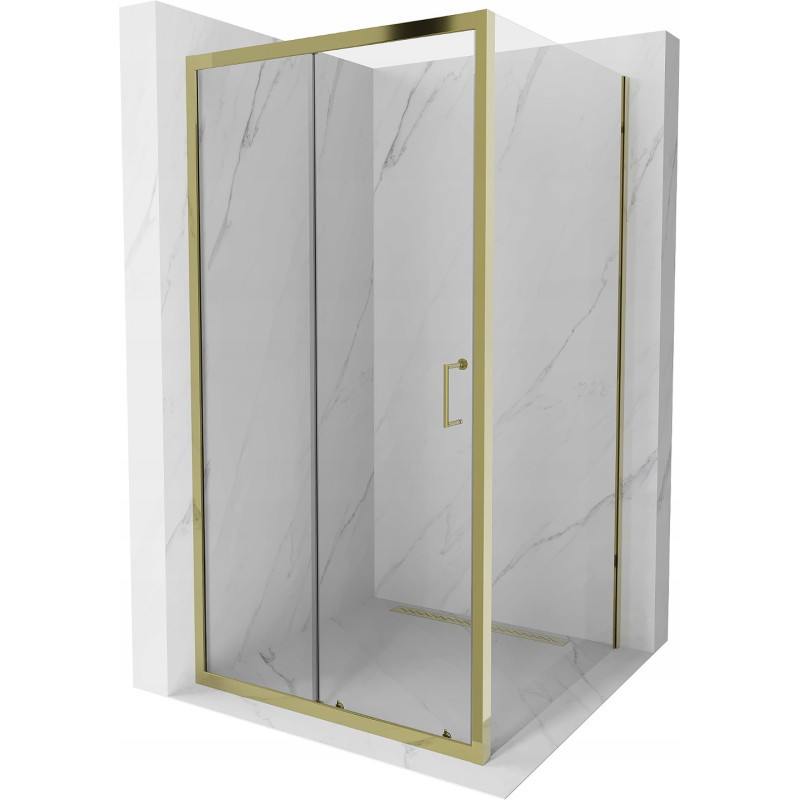 Mexen Apia cabine de douche coulissante 90 x 90 cm, transparente, dorée - 840-090-090-50-00