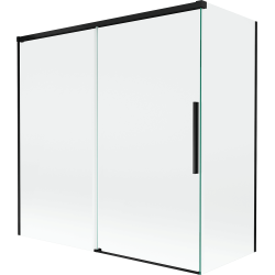 Mexen Rox parawan nawannowy 2-skrzydłowy rozsuwany 160 + 80 x 150 cm, transparent, czarny - 8C9-160-080-70-00