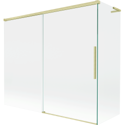 Mexen Rox L vannitoasirm, 2-osaline lükanduks 180 + 90 x 150 cm, läbipaistev, harjatud kuldne - 8C9L-180-090-55-00