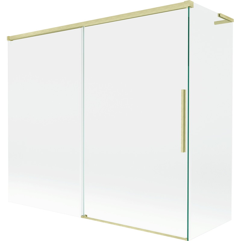 Mexen Rox L vannitoasirm, 2-osaline lükanduks 180 + 90 x 150 cm, läbipaistev, harjatud kuldne - 8C9L-180-090-55-00