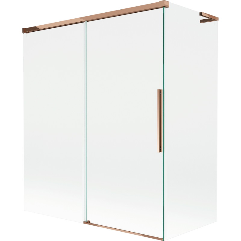 Mexen Rox L vannisirm 2-tiivaline lükanduks 140 + 70 x 150 cm, läbipaistev, roosa kuld - 8C9L-140-070-60-00