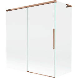 Mexen Rox L divisória de banheira de 2 painéis deslizantes 150 + 70 x 150 cm, transparente, ouro rosa - 8C9L-150-070-60-00