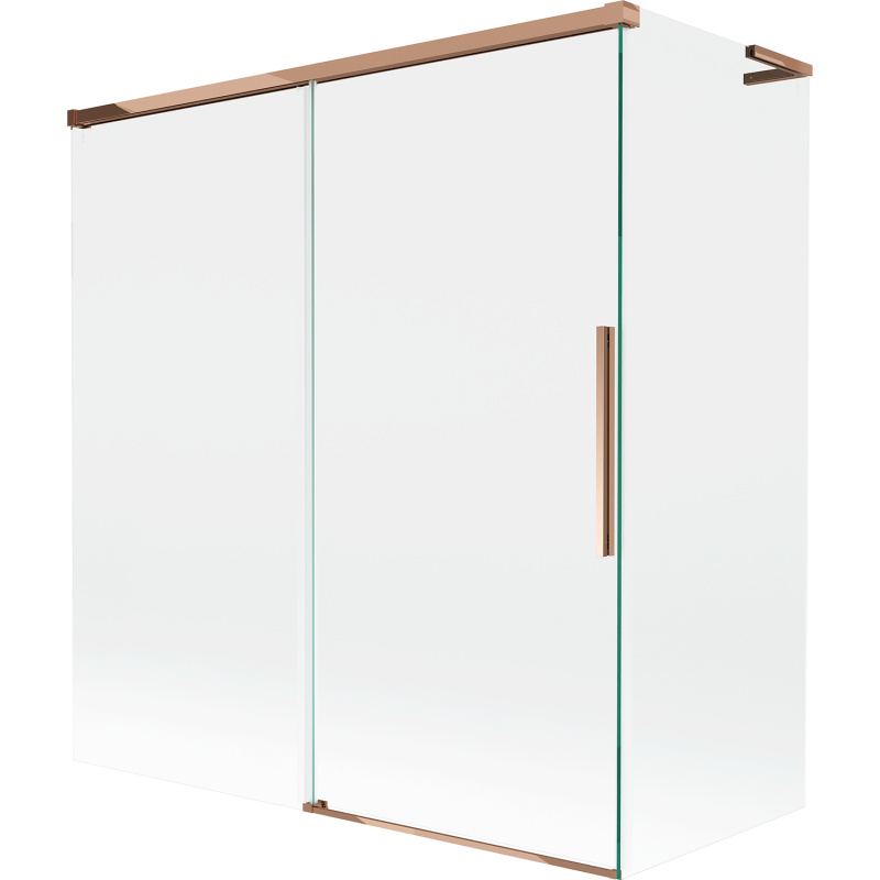 Mexen Rox L parawan nawannowy 2-skrzydłowy rozsuwany 150 + 70 x 150 cm, transparent, różowe złoto - 8C9L-150-070-60-00