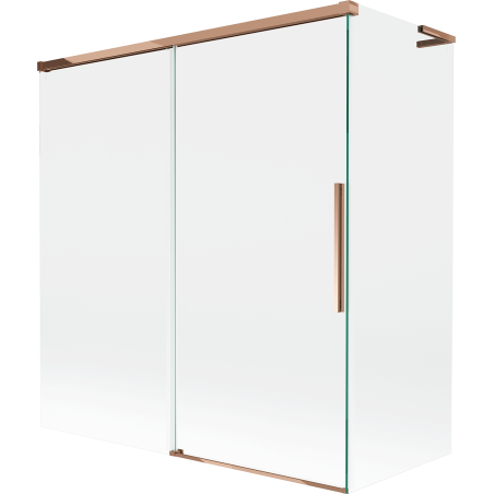 Mexen Rox L Badewannenfaltwand, 2-flügelig, verschiebbar, 150 + 70 x 150 cm, transparent, Roségold - 8C9L-150-070-60-00