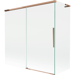 Mexen Rox L δίφυλλη συρόμενη οθόνη μπανιέρας 160 + 70 x 150 cm, διαφανής, ροζ χρυσό