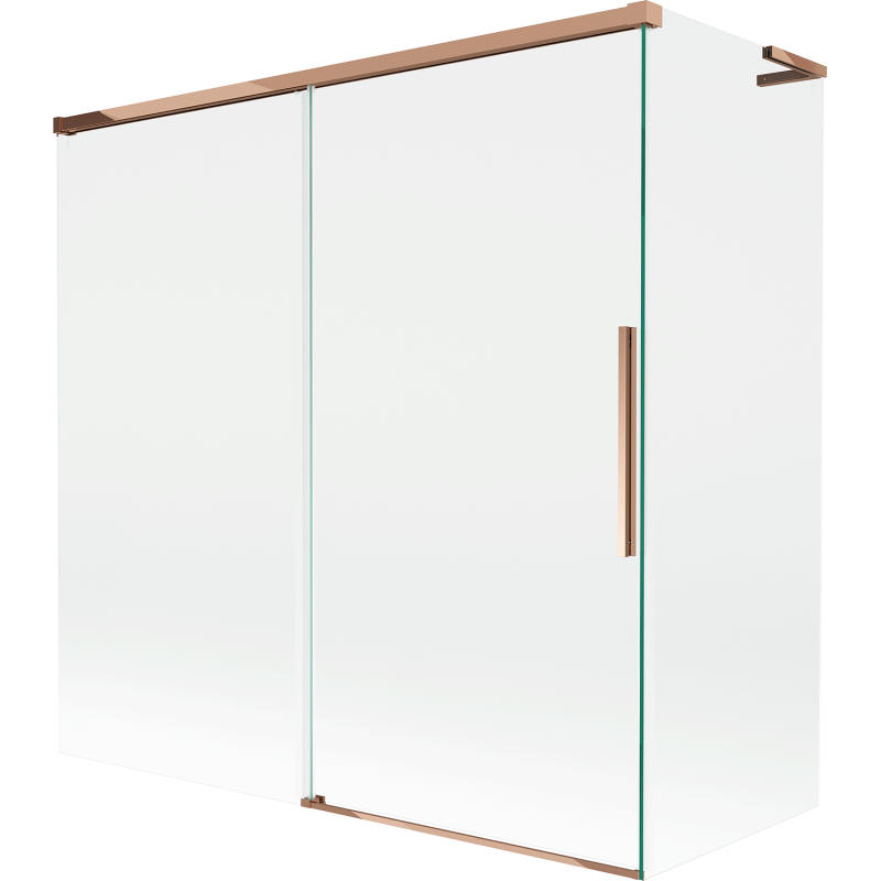 Mexen Rox L Duschwand, 2-flügelig verschiebbar 160 + 80 x 150 cm, transparent, Roségold - 8C9L-160-080-60-00
