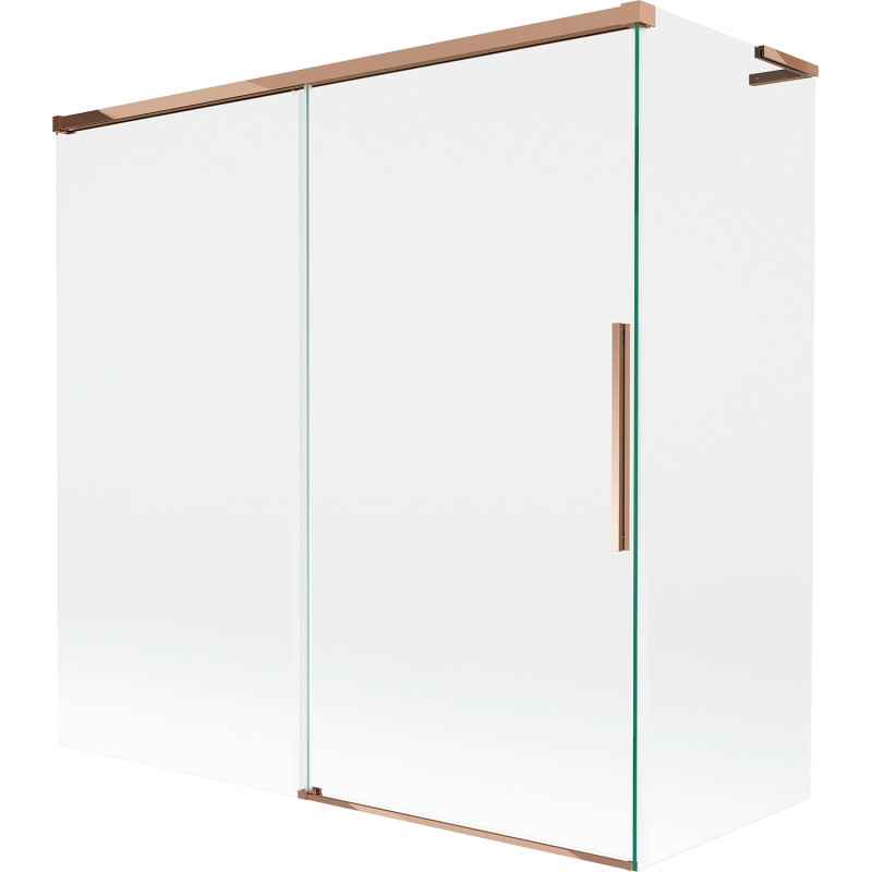 Mexen Rox L Klizni dvokrilni paravan za kadu 160 + 80 x 150 cm, proziran, ružičasto zlato - 8C9L-160-080-60-00