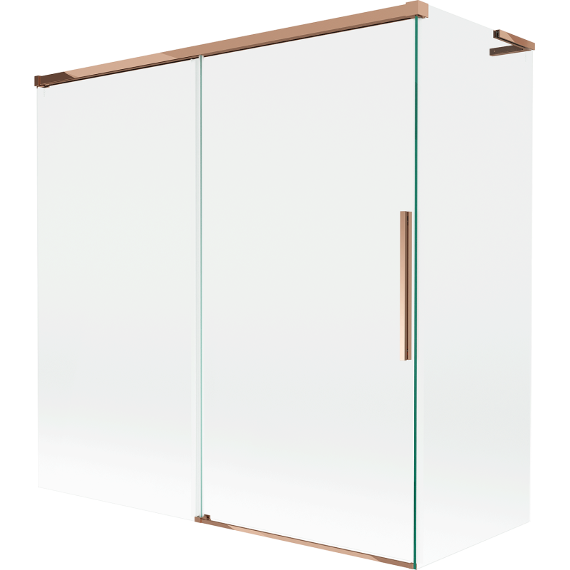 Mexen Rox L parawan nawannowy 2-skrzydłowy rozsuwany 160 + 80 x 150 cm, transparent, różowe złoto - 8C9L-160-080-60-00