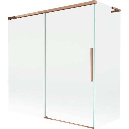 Mexen Rox L Duschwand, 2-flügelig verschiebbar 160 + 80 x 150 cm, transparent, Roségold - 8C9L-160-080-60-00