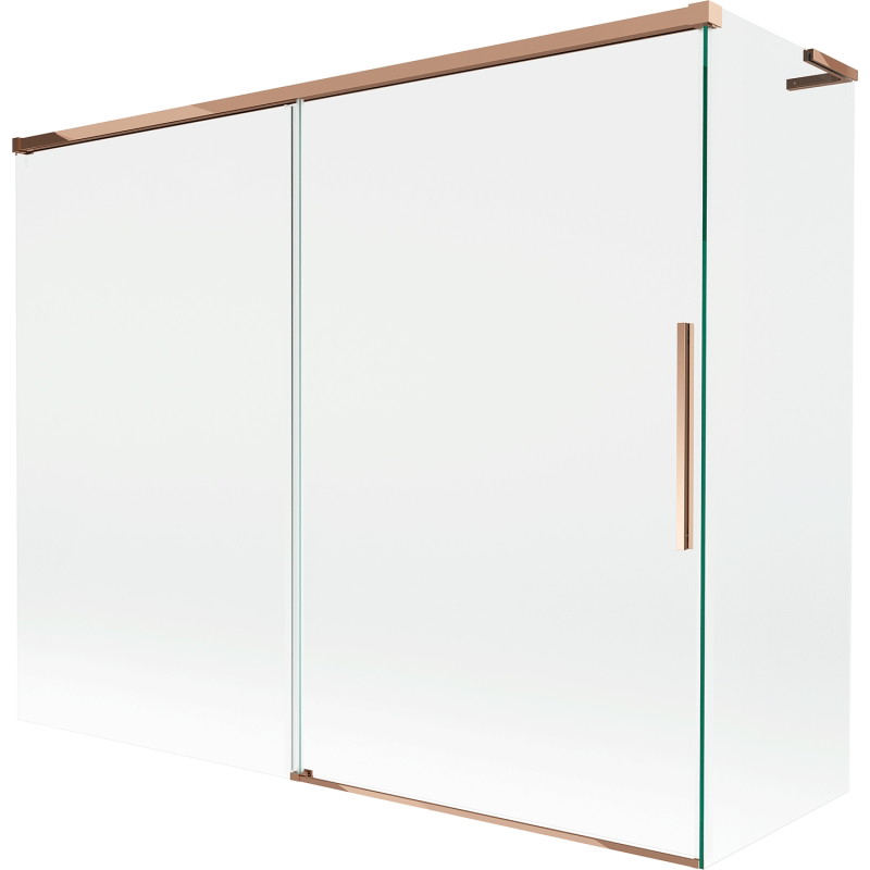 Mexen Rox L kahepoolne vannitoa vahesein, lükanduks 190 + 80 x 150 cm, läbipaistev, roosa kuld - 8C9L-190-080-60-00