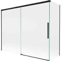 Mexen Rox kahe paneeliga lükandugi vannitoa sein 190 + 90 x 150 cm, läbipaistev, must - 8C9-190-090-70-00