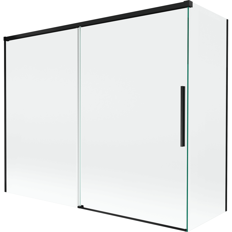 Mexen Rox Badewannenabtrennung 2-flügelig verschiebbar 190 + 90 x 150 cm, transparent, schwarz - 8C9-190-090-70-00