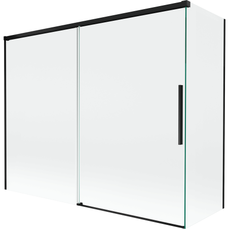 Mexen Rox Badewannenabtrennung 2-flügelig verschiebbar 190 + 90 x 150 cm, transparent, schwarz - 8C9-190-090-70-00