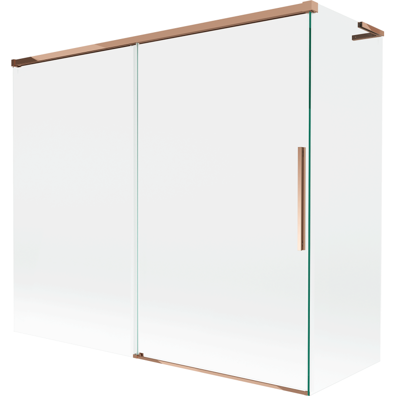 Mexen Rox L zweefbaar Buedschierm mat 2 Flille vun 180 + 80 x 150 cm, transparent, rose Gold - 8C9L-180-080-60-00