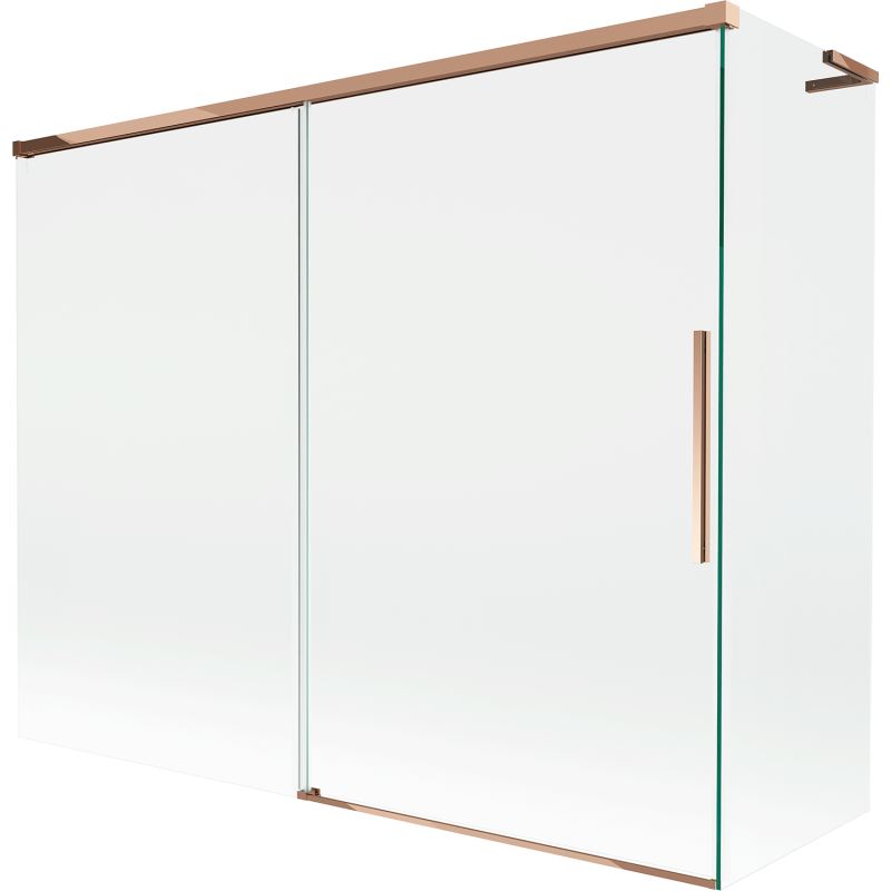Mexen Rox L badscherm 2-delig schuifbaar 190 + 90 x 150 cm, transparant, roze goud - 8C9L-190-090-60-00