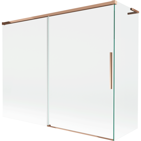 Mexen Rox L badscherm 2-delig schuifbaar 190 + 90 x 150 cm, transparant, roze goud - 8C9L-190-090-60-00