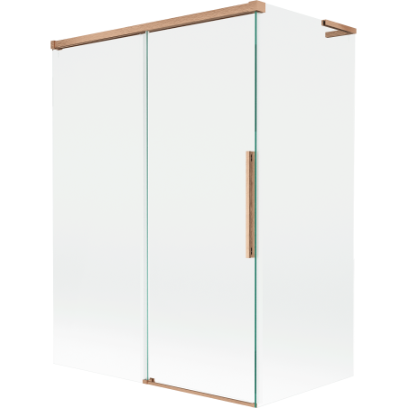 Mexen Rox L parawan nawannowy 2-skrzydłowy rozsuwany 120 + 70 x 150 cm, transparent, miedź szczotkowana - 8C9L-120-070-65-00