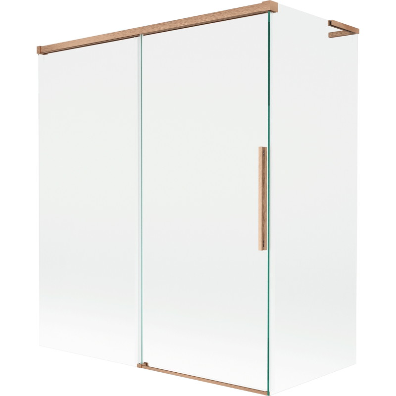 Mexen Rox L vannisein 2-osaline liuguks 140 + 70 x 150 cm, läbipaistev, harjatud vask - 8C9L-140-070-65-00