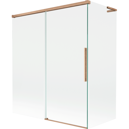 Mexen Rox L Badewannenwand 2-flügelig verschiebbar 140 + 70 x 150 cm, transparent, gebürstetes Kupfer - 8C9L-140-070-65-00
