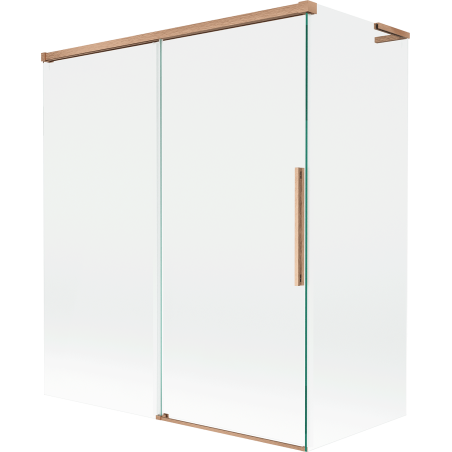 Mexen Rox L badwand 2-delig schuifbaar 140 + 70 x 150 cm, transparant, geborsteld koper - 8C9L-140-070-65-00