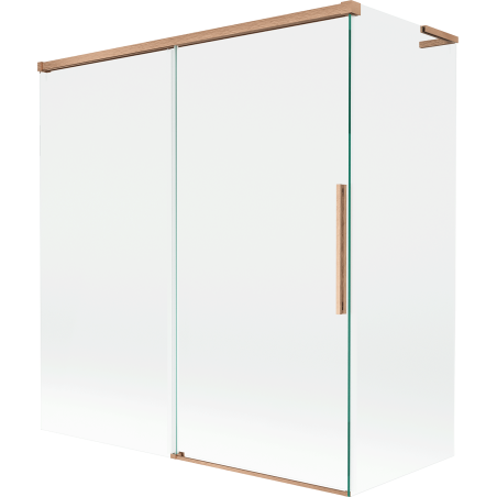 Mexen Rox L badwand 2-delig schuifbaar 150 + 70 x 150 cm, transparant, geborsteld koper - 8C9L-150-070-65-00
