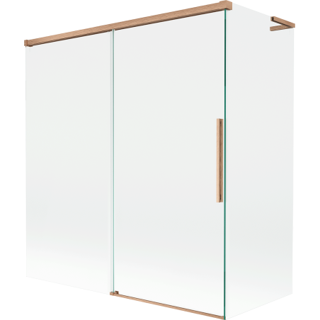 Mexen Rox L parawan nawannowy 2-skrzydłowy rozsuwany 150 + 70 x 150 cm, transparent, miedź szczotkowana - 8C9L-150-070-65-00