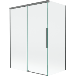 Mexen Rox parawan nawannowy 2-skrzydłowy rozsuwany 120 + 70 x 150 cm, transparent, gun metal - 8C9-120-070-95-00