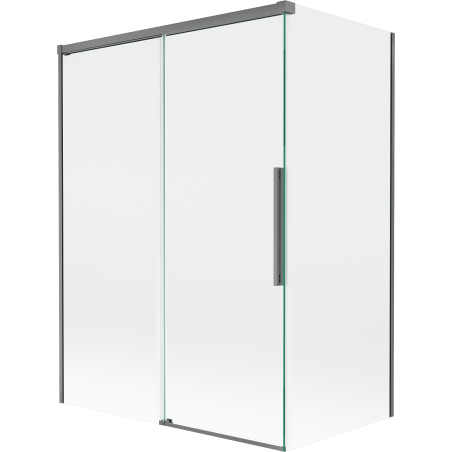 Mexen Rox parawan nawannowy 2-skrzydłowy rozsuwany 120 + 70 x 150 cm, transparent, gun metal - 8C9-120-070-95-00