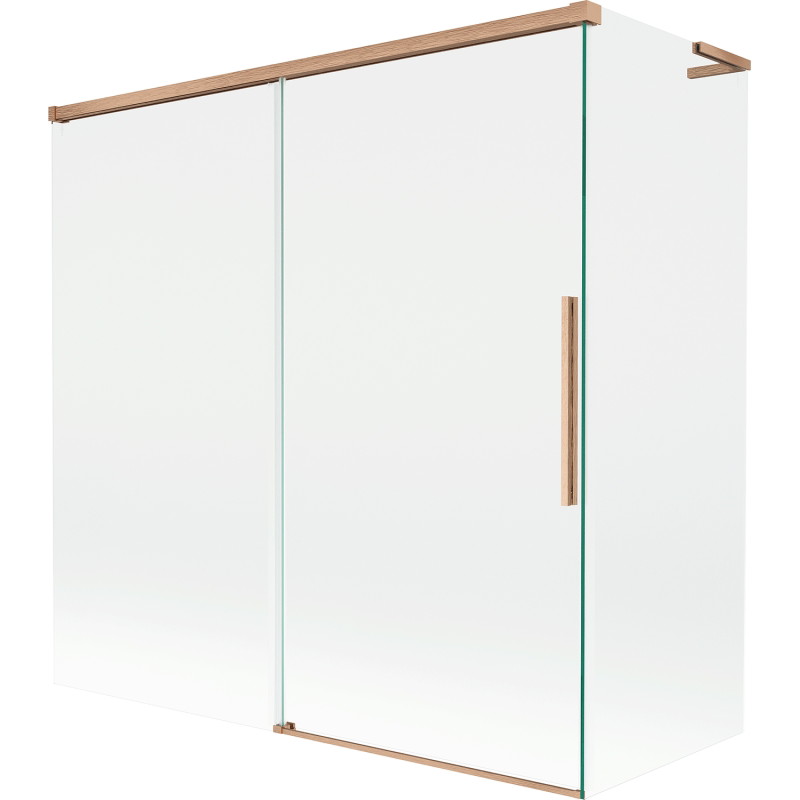 Mexen Rox L 2-delige verschuifbare badwand 160 + 70 x 150 cm, transparant, geborsteld koper - 8C9L-160-070-65-00