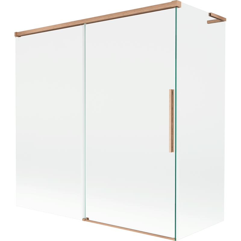 Mexen Rox L parawan nawannowy 2-skrzydłowy rozsuwany 160 + 70 x 150 cm, transparent, miedź szczotkowana - 8C9L-160-070-65-00
