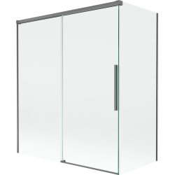 Mexen Rox klizni pregrada za kadu s 2 krila, klizna, 140 + 70 x 150 cm, prozirna, gun metal - 8C9-140-070-95-00