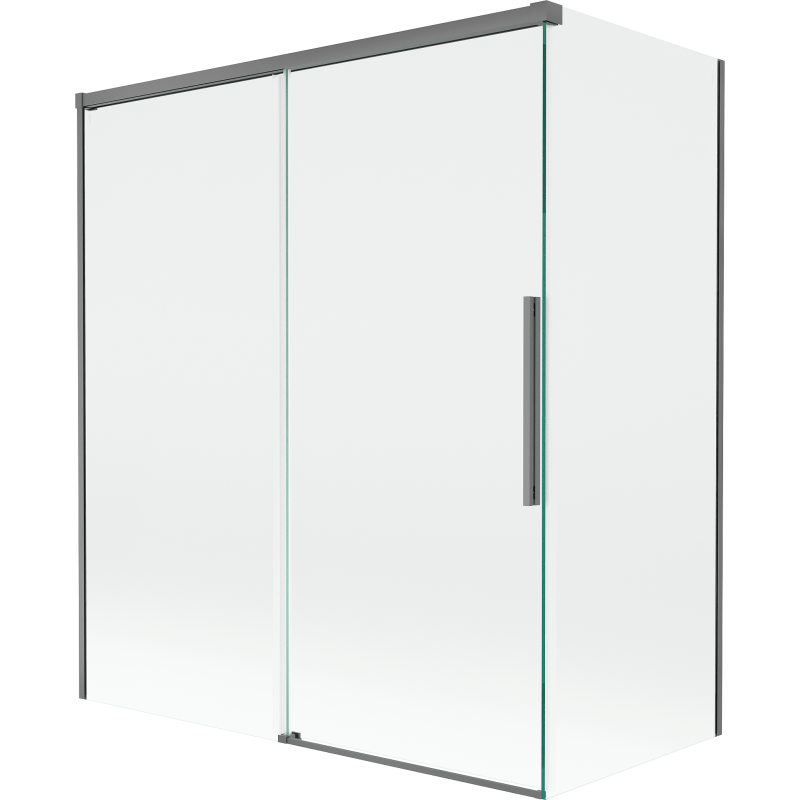 Mexen Rox Duschwand für Badewannen, 2-flügelig, verschiebbar, 140 + 70 x 150 cm, transparent, Gun Metal - 8C9-140-070-95-00
