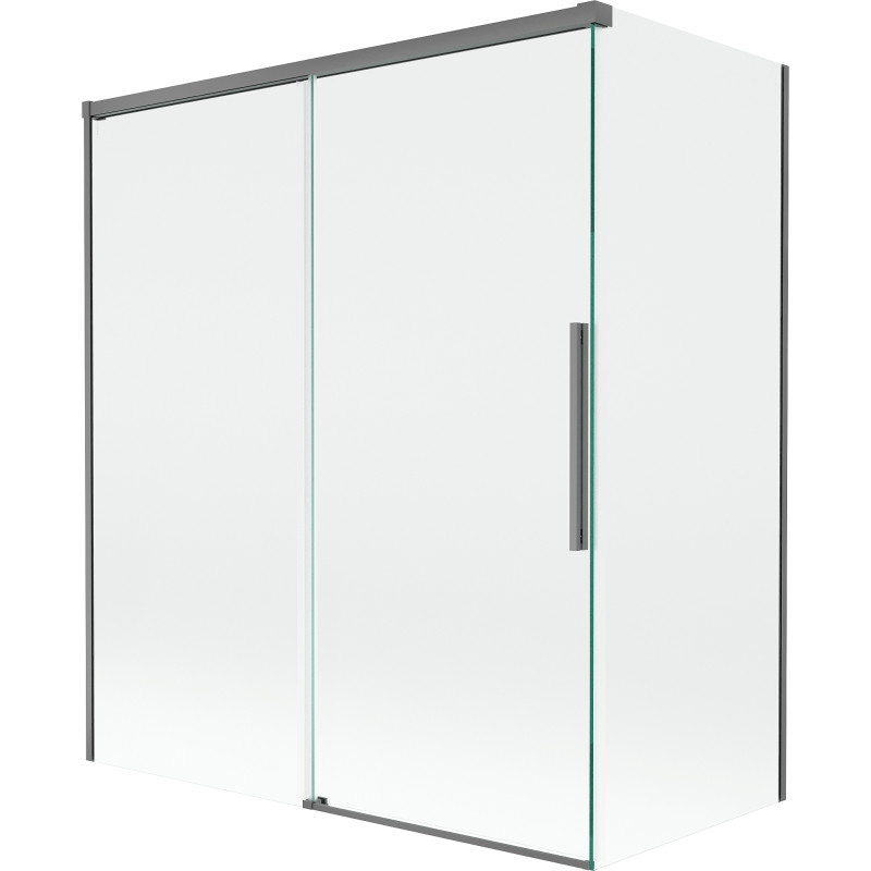 Mexen Rox kahe tiivaga vannitoa vahesein, lükand 140 + 70 x 150 cm, läbipaistev, gun metal - 8C9-140-070-95-00