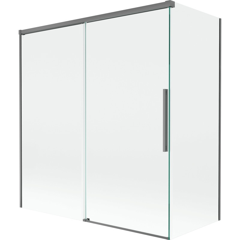 Mexen Rox klizni paravan za kadu s 2 krila, pomični 150 + 70 x 150 cm, proziran, pištoljsko siva - 8C9-150-070-95-00