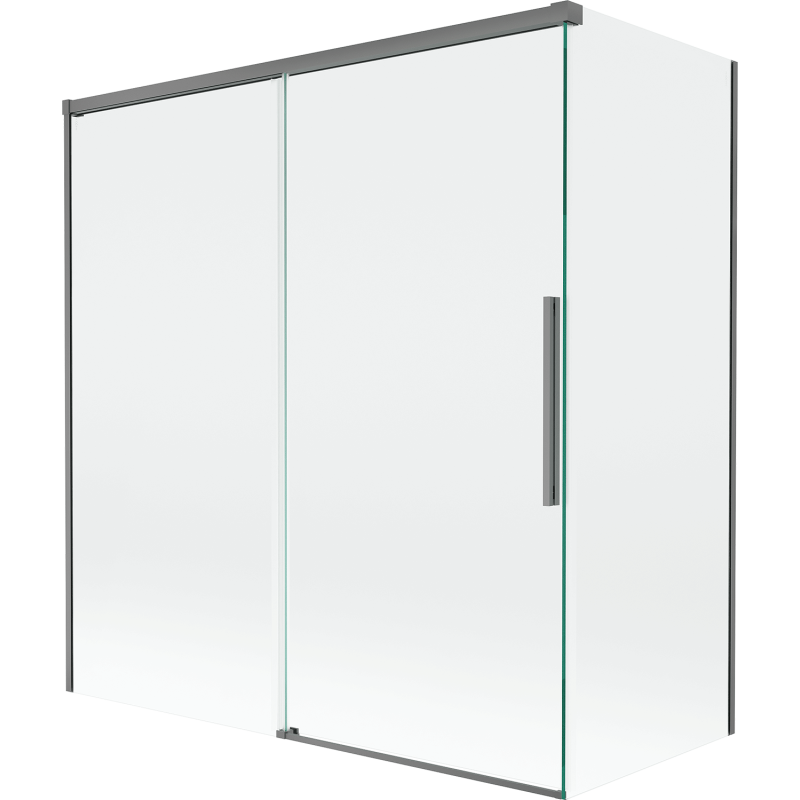 Mexen Rox parawan nawannowy 2-skrzydłowy rozsuwany 150 + 70 x 150 cm, transparent, gun metal - 8C9-150-070-95-00